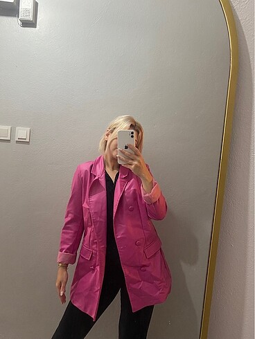 Zara Pembe deri blazer ceket