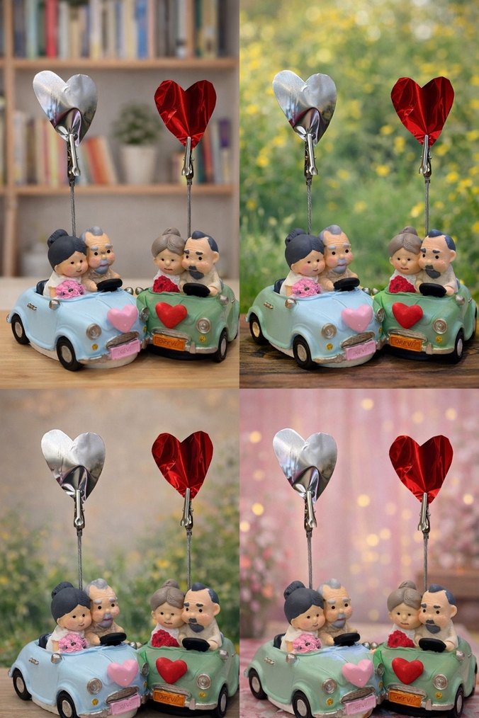 Sevimli Çift Figürlü Mini Araba Not Tutucu - Görsel 2