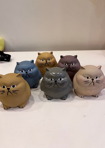 Dekoratif Kahverengi Gri Kedi Figürleri - Görsel 4