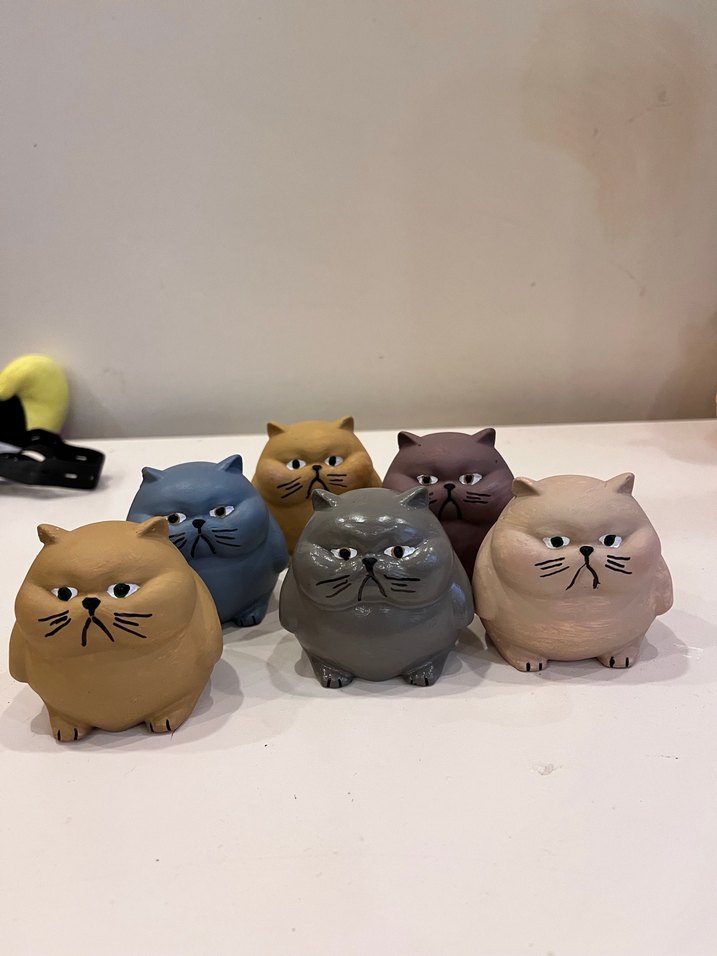 Dekoratif Kahverengi Gri Kedi Figürleri - Görsel 3