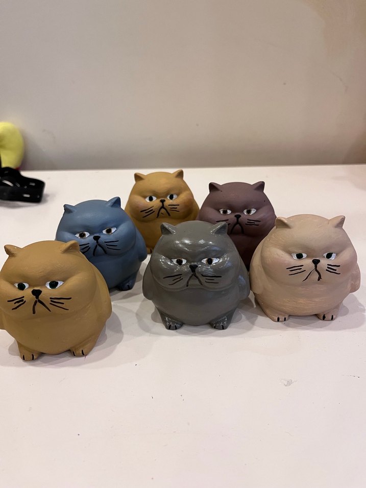 Dekoratif Kahverengi Gri Kedi Figürleri - Görsel 4