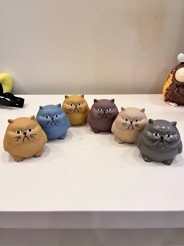 Dekoratif Kahverengi Gri Kedi Figürleri - Görsel 2