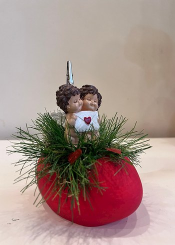 Kırmızı Yuvarlak Tabanlı Sevimli Çift Biblo - Görsel 2