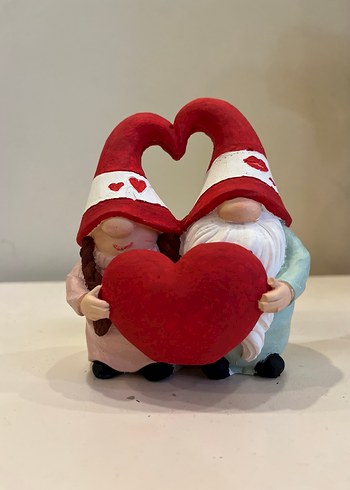 Kırmızı Kalpli Sevgili Cüce Figürleri - Görsel 3