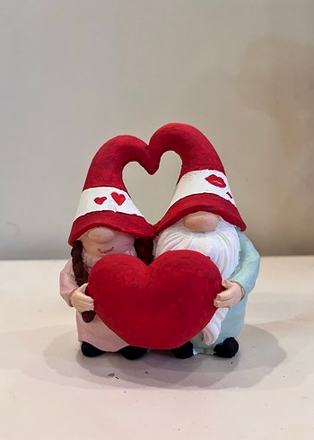 Kırmızı Kalpli Sevgili Cüce Figürleri - Görsel 2