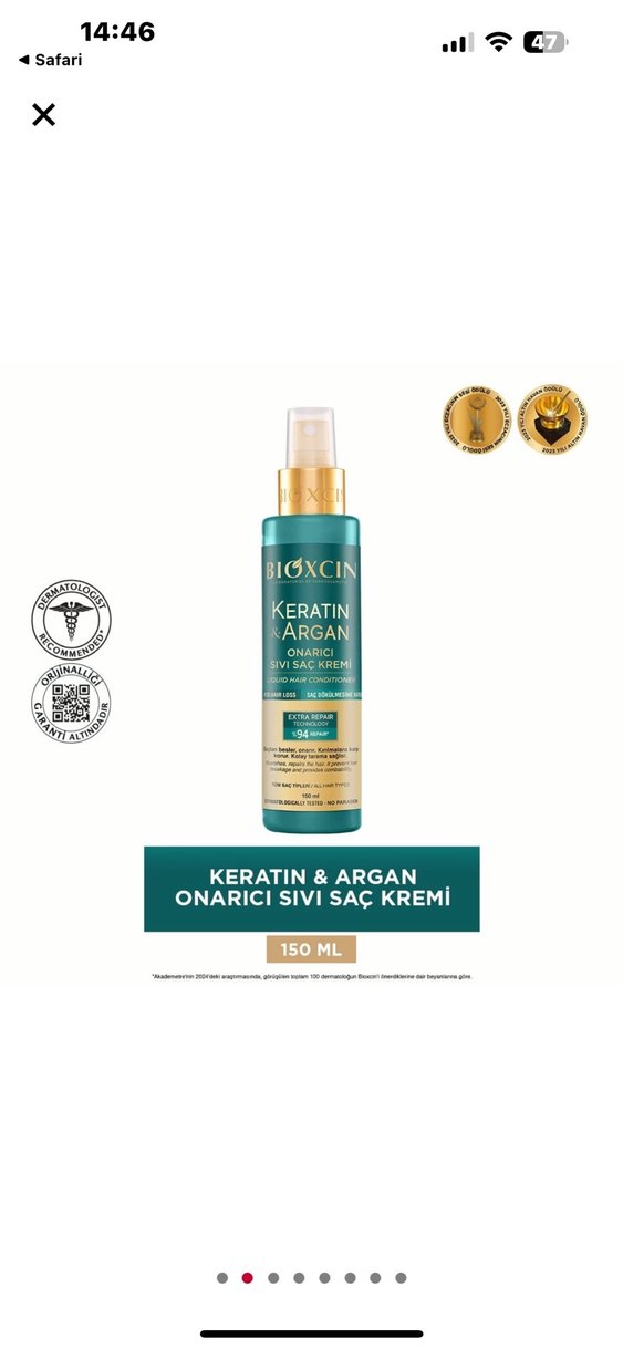 Bioxcin keratin argan onarıcı saç spreyi - Görsel 3