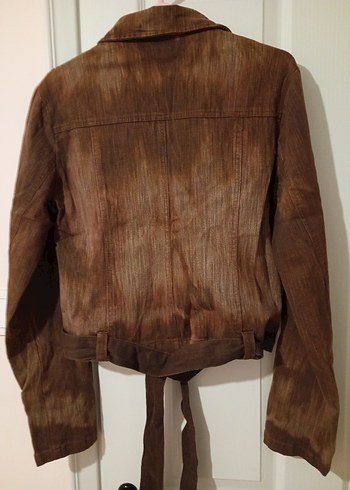Kahverengi Kemerli Kadın Ceket vintage - Görsel 3