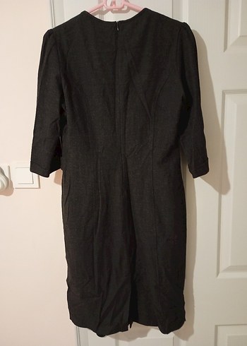 Düğmeli Siyah Midi Kadın Elbise - Görsel 3