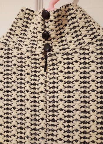 Desenli Bej Uzun Triko Elbise - Görsel 3