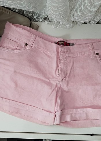 Kadın Pembe Kısa Pamuklu Kumaş Pantolon - Görsel 2