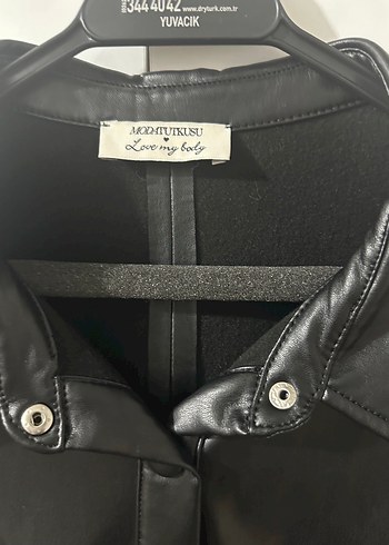 Düğmeli Siyah Deri Kadın Ceket - Görsel 6