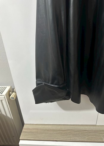 Düğmeli Siyah Deri Kadın Ceket - Görsel 9