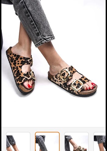 Birkenstock Leopar Desenli Toka Detaylı Kadın Terlik