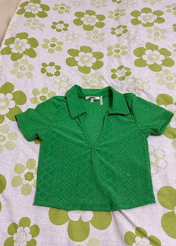 Dantel Detaylı Yeşil Kız Bluzu - Görsel 6