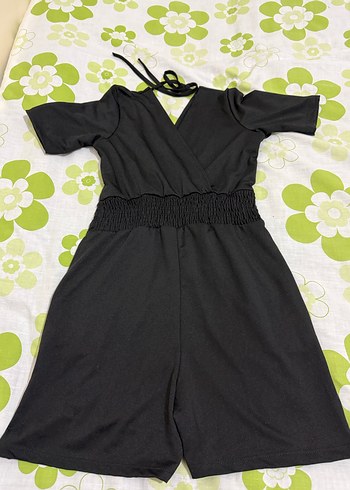 V Yaka Siyah Kadın Midi Tulum - Görsel 7