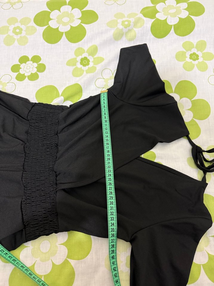 V Yaka Siyah Kadın Midi Tulum - Görsel 3