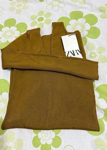 V Yaka tek Kollu Kahverengi Triko bluz M beden - Görsel 8