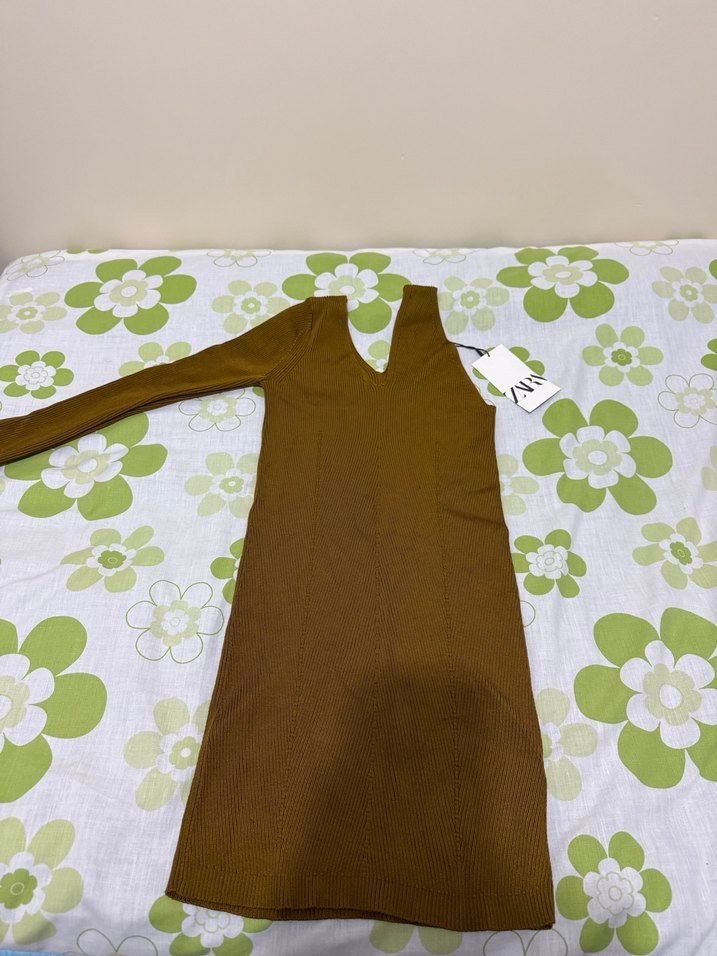 V Yaka tek Kollu Kahverengi Triko bluz M beden - Görsel 5