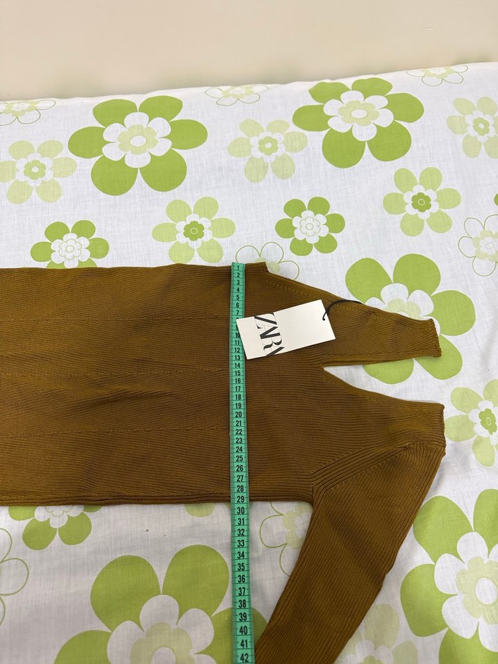 V Yaka tek Kollu Kahverengi Triko bluz M beden - Görsel 4