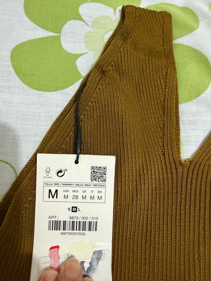 V Yaka tek Kollu Kahverengi Triko bluz M beden - Görsel 2