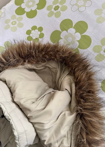 Kürk Detaylı Bej Kadın Kışlık mont L beden Colins marka - Görsel 8