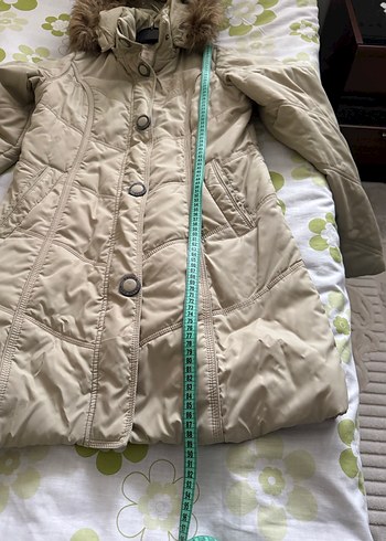 Kürk Detaylı Bej Kadın Kışlık mont L beden Colins marka - Görsel 5