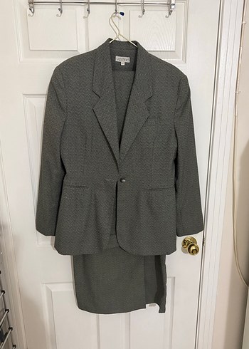 Gri Kadın üçlü Uzun Ceketli Takım - Görsel 3