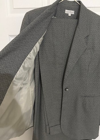 Gri Kadın üçlü Uzun Ceketli Takım - Görsel 2