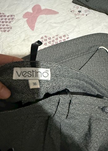 Gri Kadın üçlü Uzun Ceketli Takım - Görsel 8