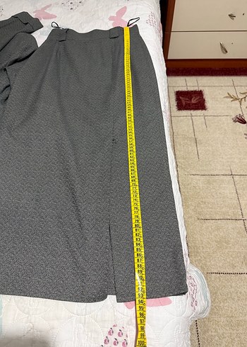 Gri Kadın üçlü Uzun Ceketli Takım - Görsel 13