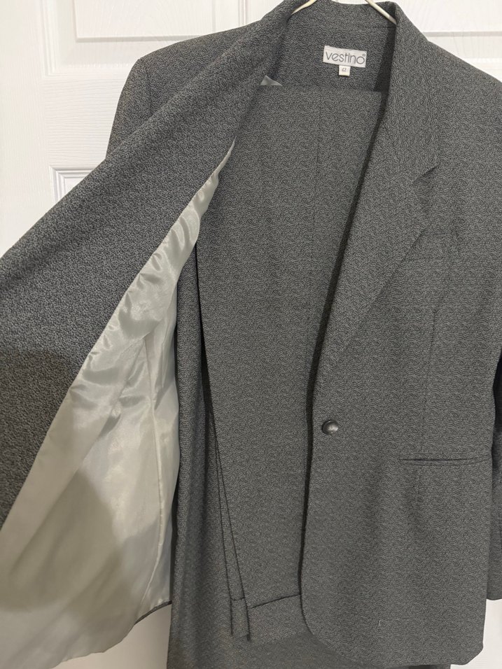 Gri Kadın üçlü Uzun Ceketli Takım - Görsel 2