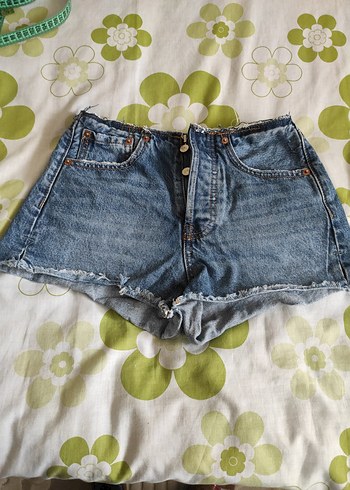 Düğmeli Kot Mini Şort - Gevşek Kesim - Görsel 7