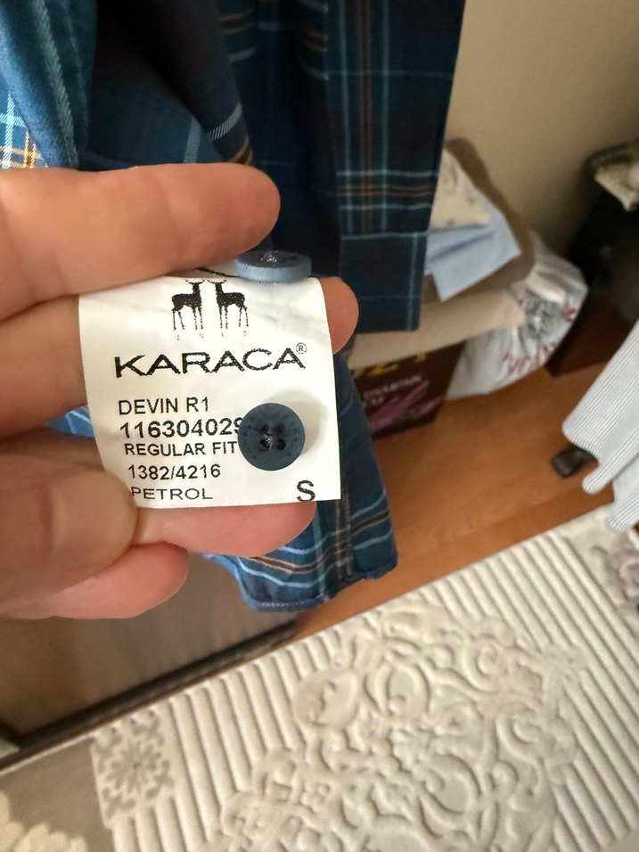Lacivert Ekose Kısa Kollu Gömlek Karaca marka S beden — görsel 7/12