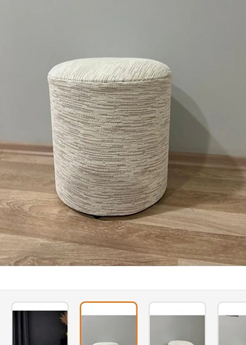 Bej Modern Silindir Puf - Görsel 2