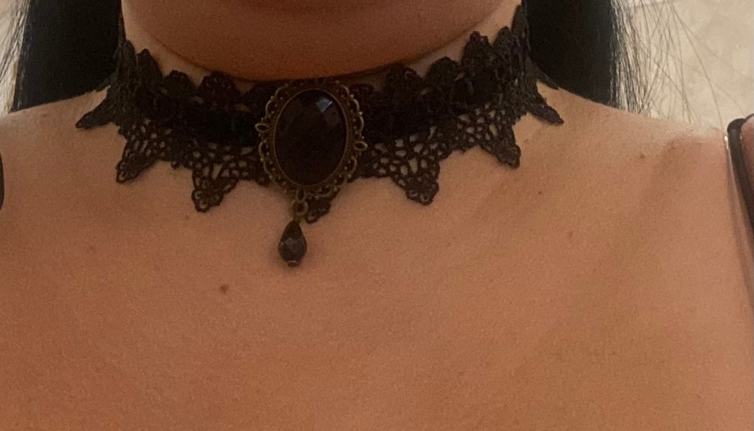 Uzun Siyah Gotik Kadın Kolye - Görsel 2