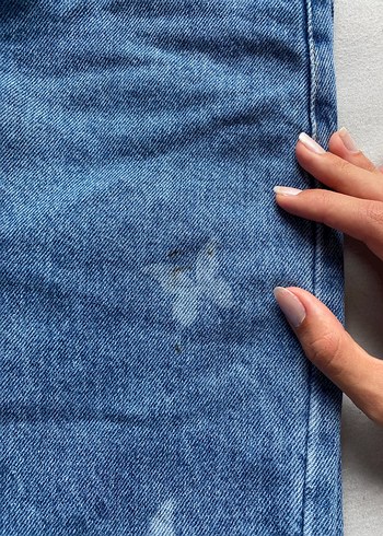 36 Beden Kelebek Baskılı Mavi Bol Kesim Kot Pantolon