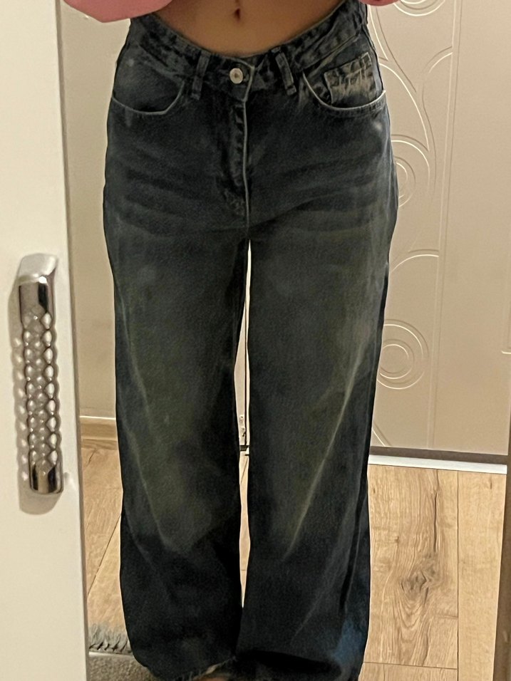 Bol Kesim Midi Denim Kadın Jean - Görsel 2