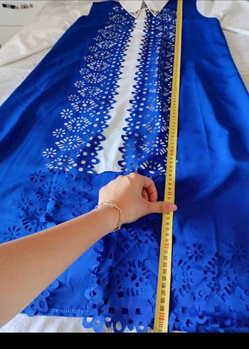 Mavi Dantelli Uzun Kollu Tesettür Tunik - Görsel 11