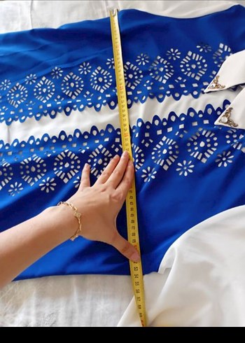 Mavi Dantelli Uzun Kollu Tesettür Tunik - Görsel 9