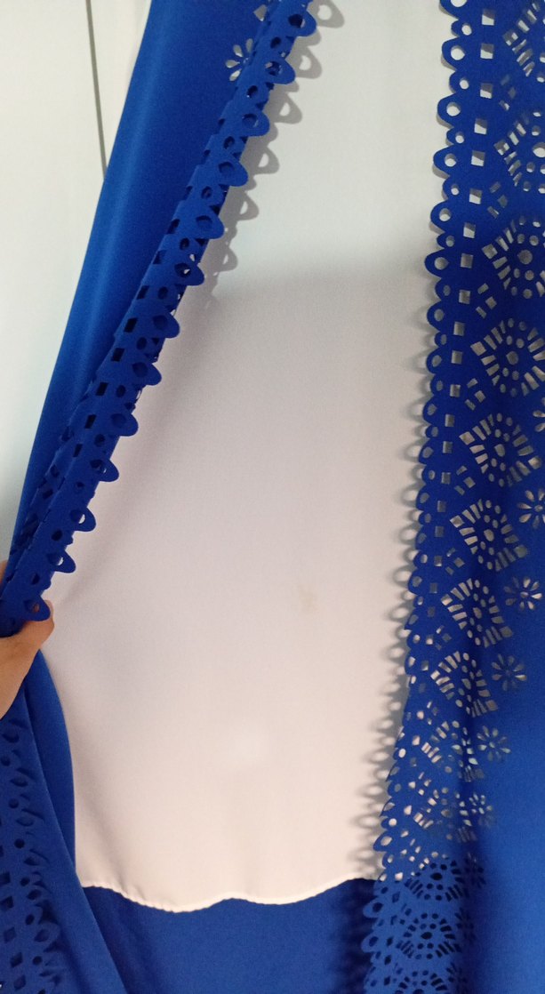 Mavi Dantelli Uzun Kollu Tesettür Tunik - Görsel 3