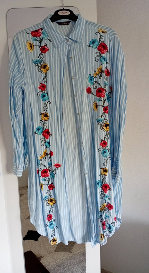 Çiçek İşlemeli Uzun Kollu Bohem Gömlek - Görsel 2