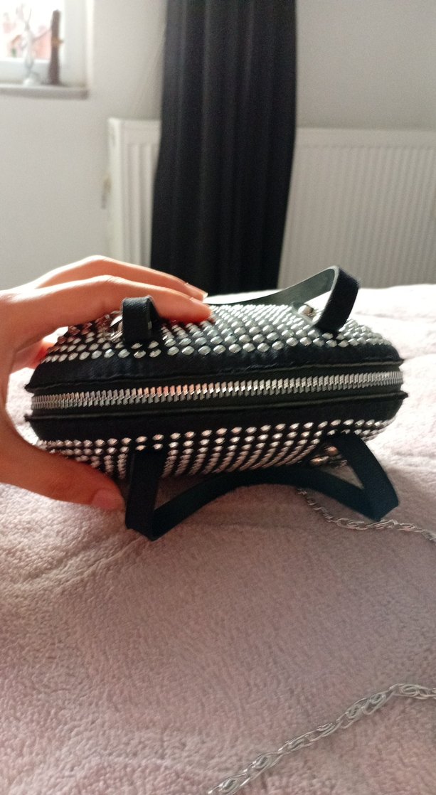 Diger Siyah Deri Çanta - Parlak Pullu - Görsel 3