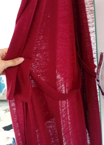 Bordo Uzun Kollu Bohem Kadın Hırka - Görsel 4