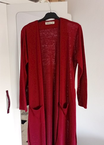 Bordo Uzun Kollu Bohem Kadın Hırka - Görsel 2