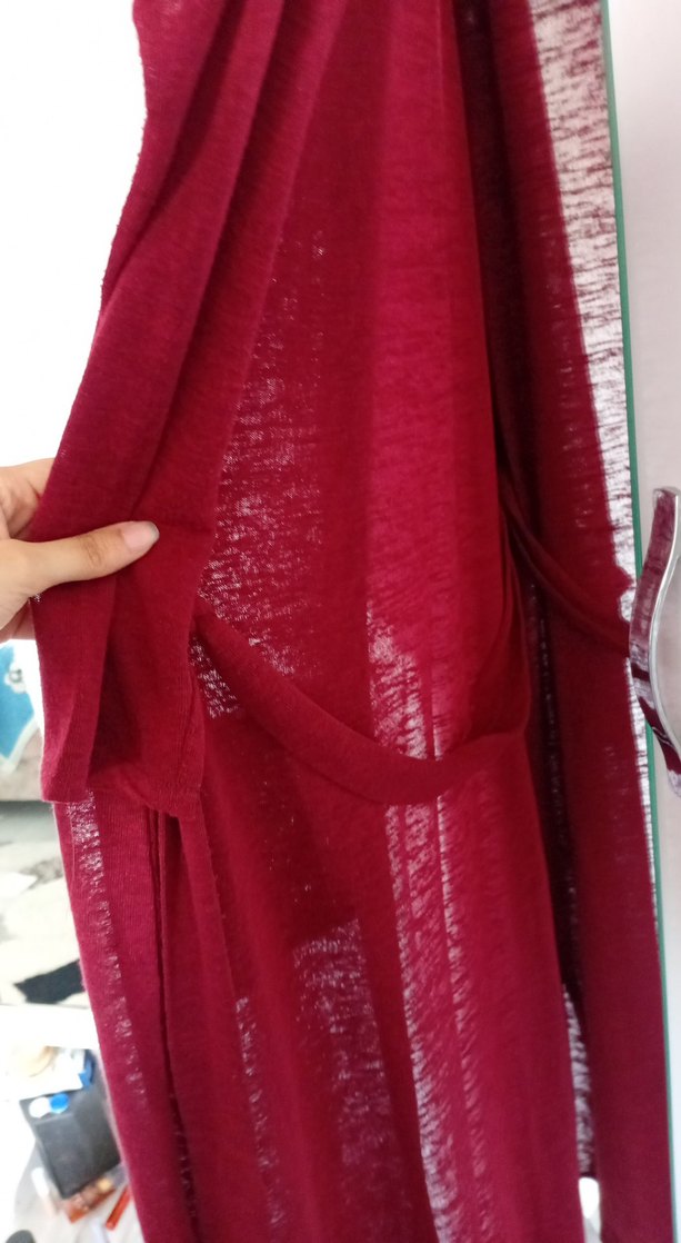 Bordo Uzun Kollu Bohem Kadın Hırka - Görsel 4