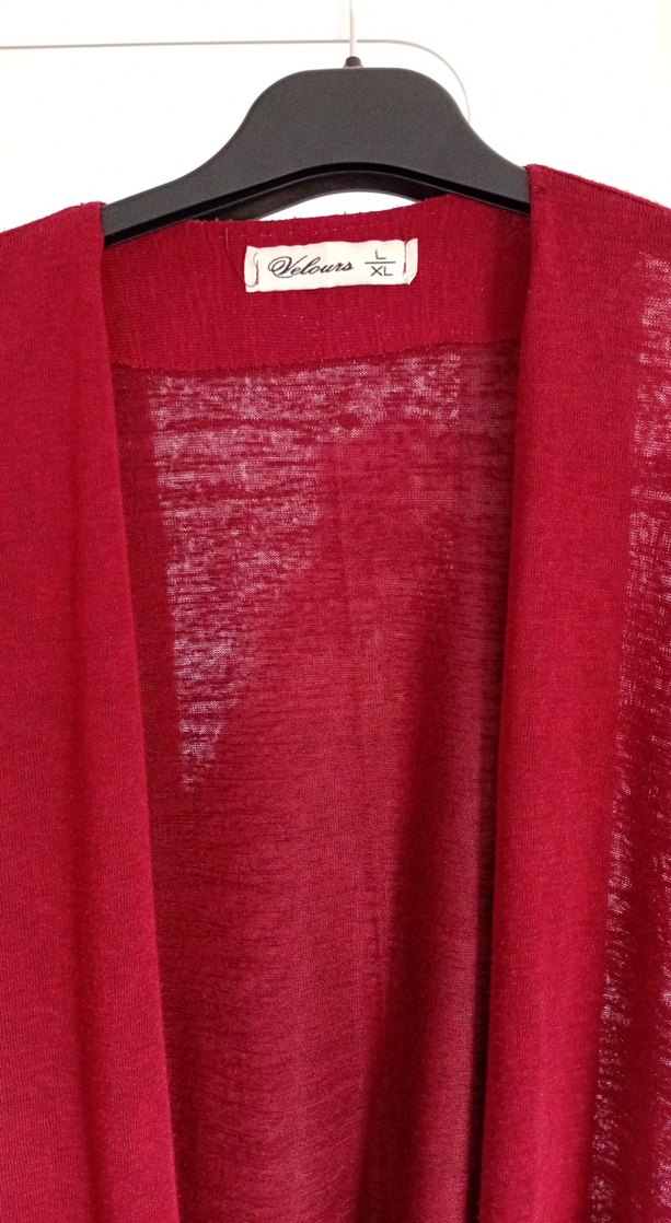 Bordo Uzun Kollu Bohem Kadın Hırka - Görsel 3