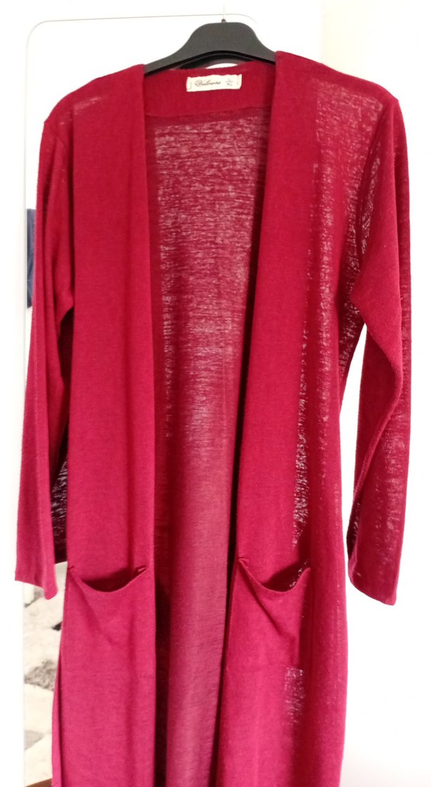 Bordo Uzun Kollu Bohem Kadın Hırka - Görsel 5