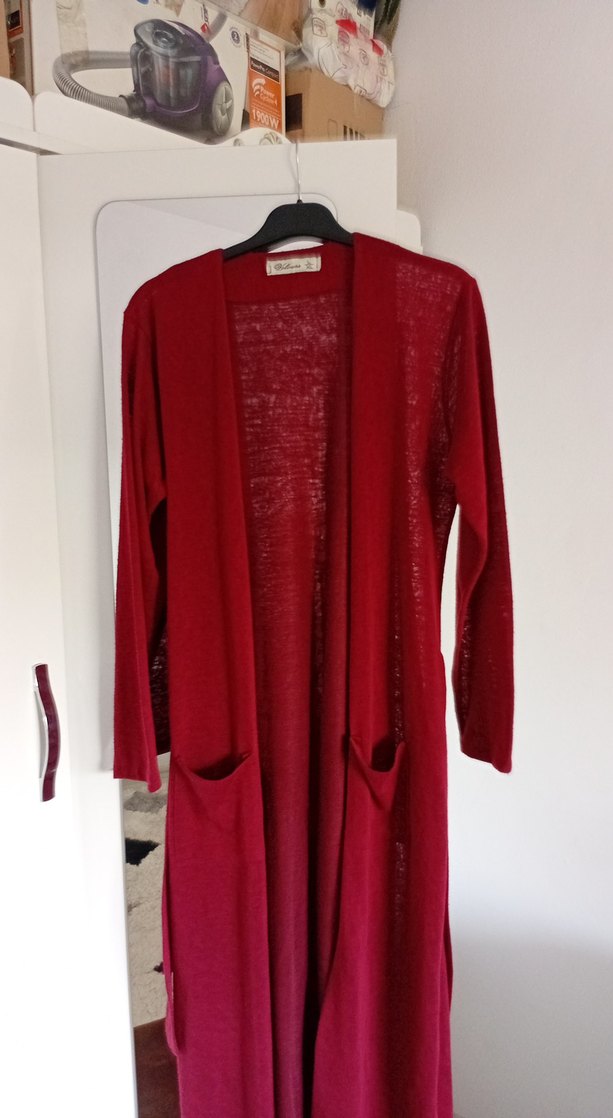 Bordo Uzun Kollu Bohem Kadın Hırka - Görsel 2