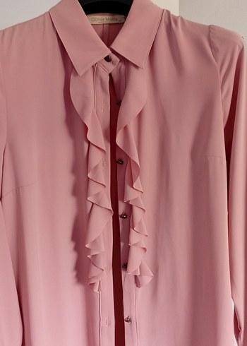 Pembe Uzun Kollu Nakışlı Tunik - Görsel 3