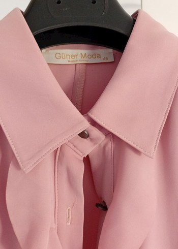 Pembe Uzun Kollu Nakışlı Tunik - Görsel 4